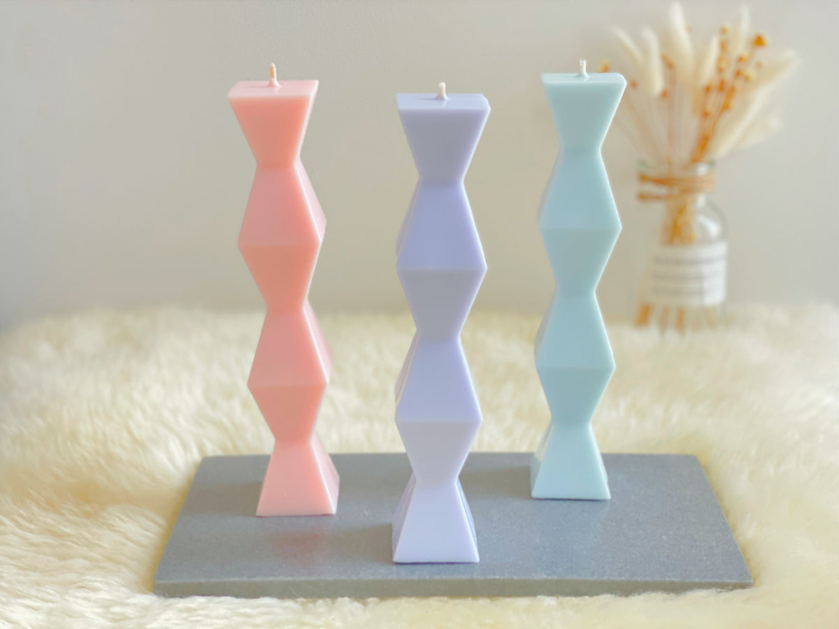 Handmade Geometric Pillar Candle Vegan Friendly