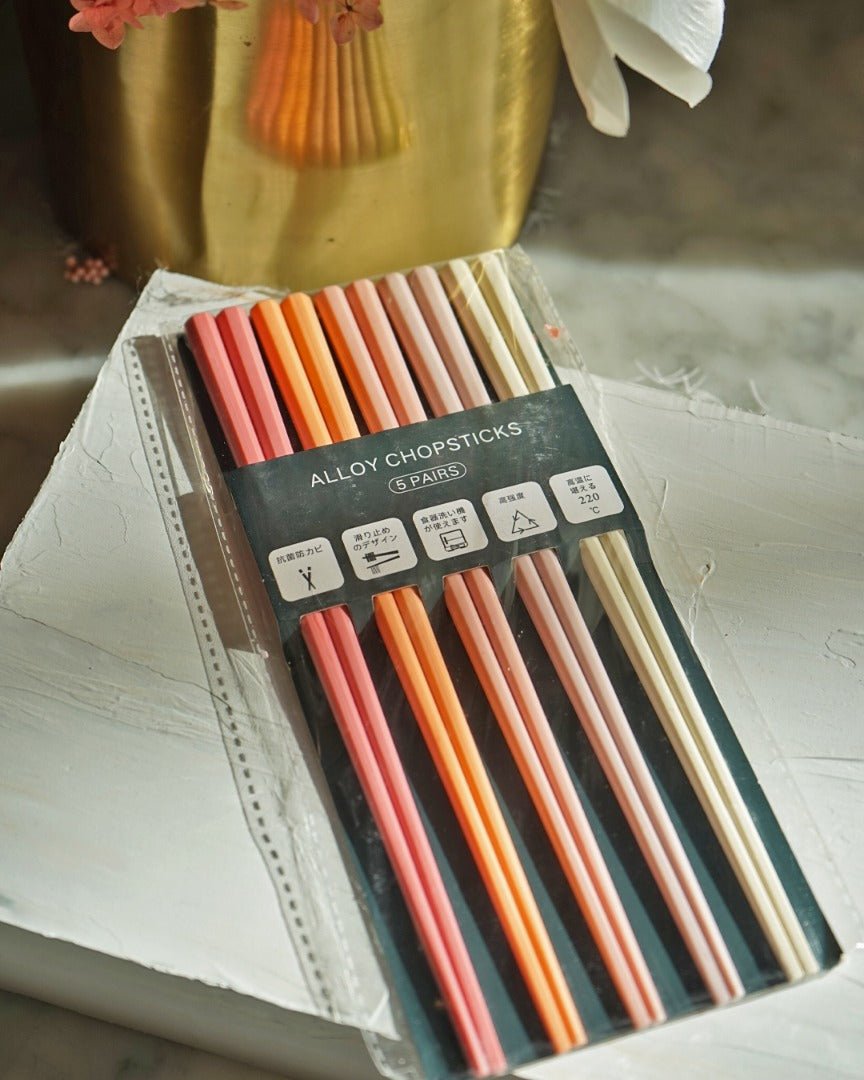 Alloy Macaroon Colour Chopsticks 5 Pairs - Calia