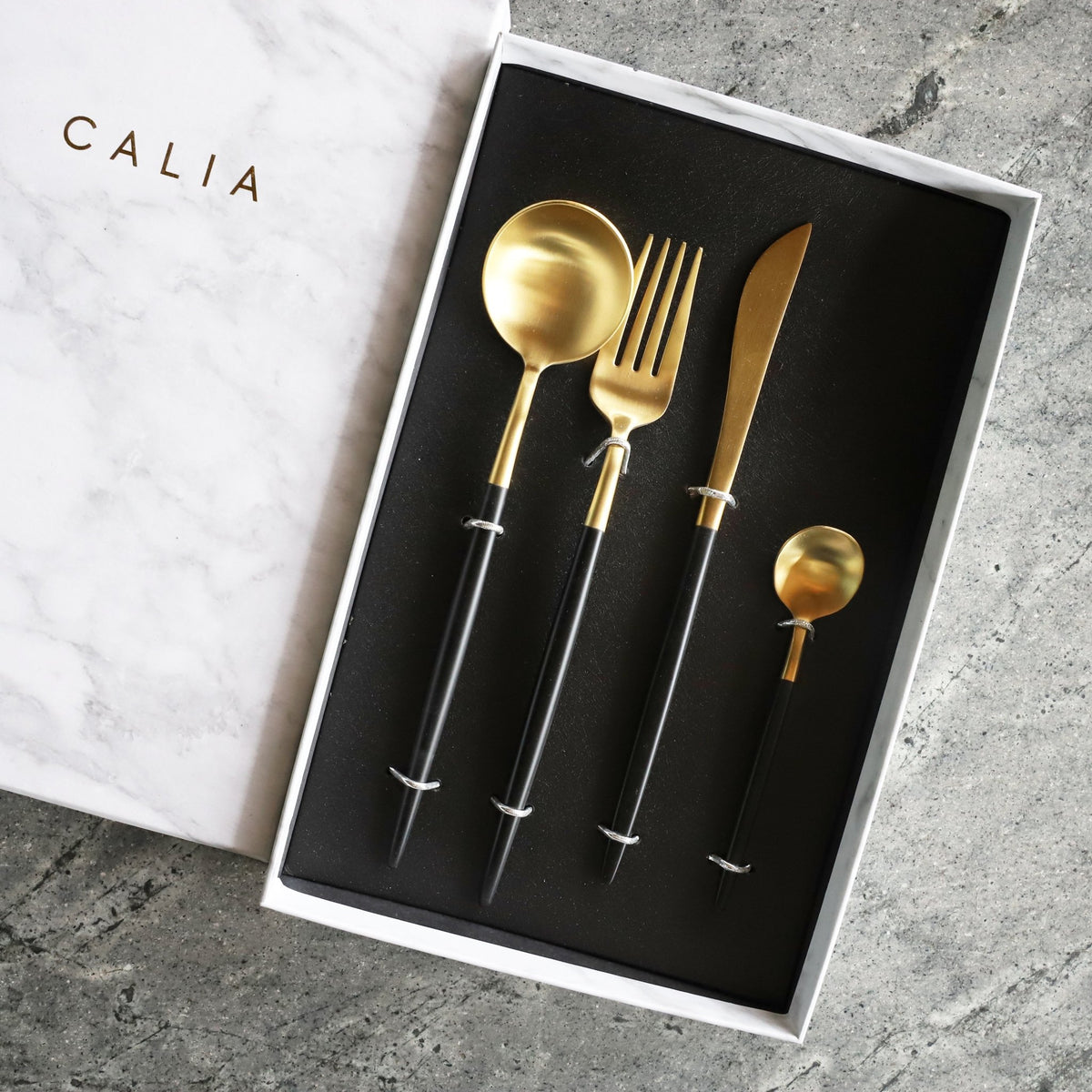 Black &amp; Gold Cutlery Set - Calia Australia Pty Ltd