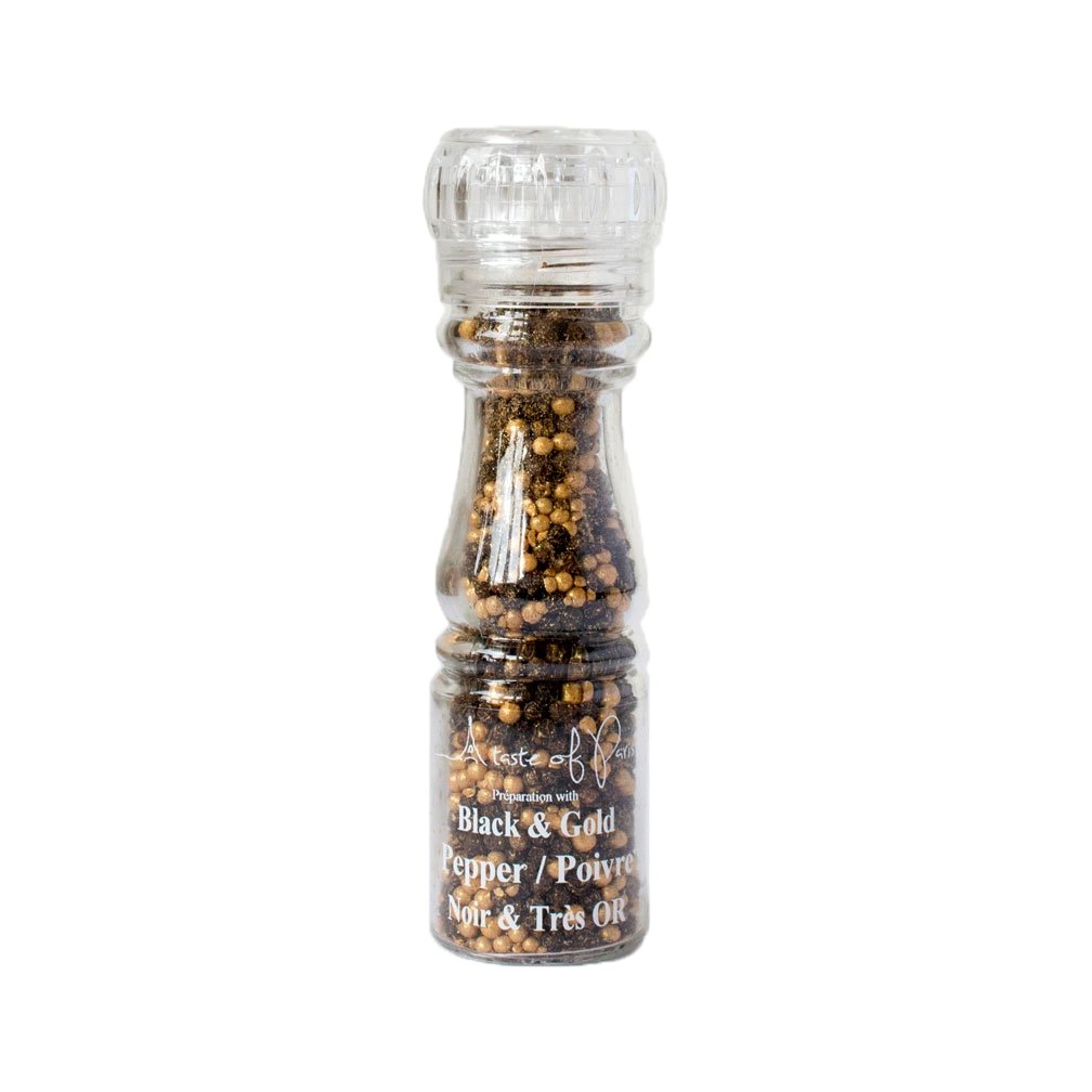 Black & Gold Peppercorns with Grinder 75g - Calia Australia Pty Ltd