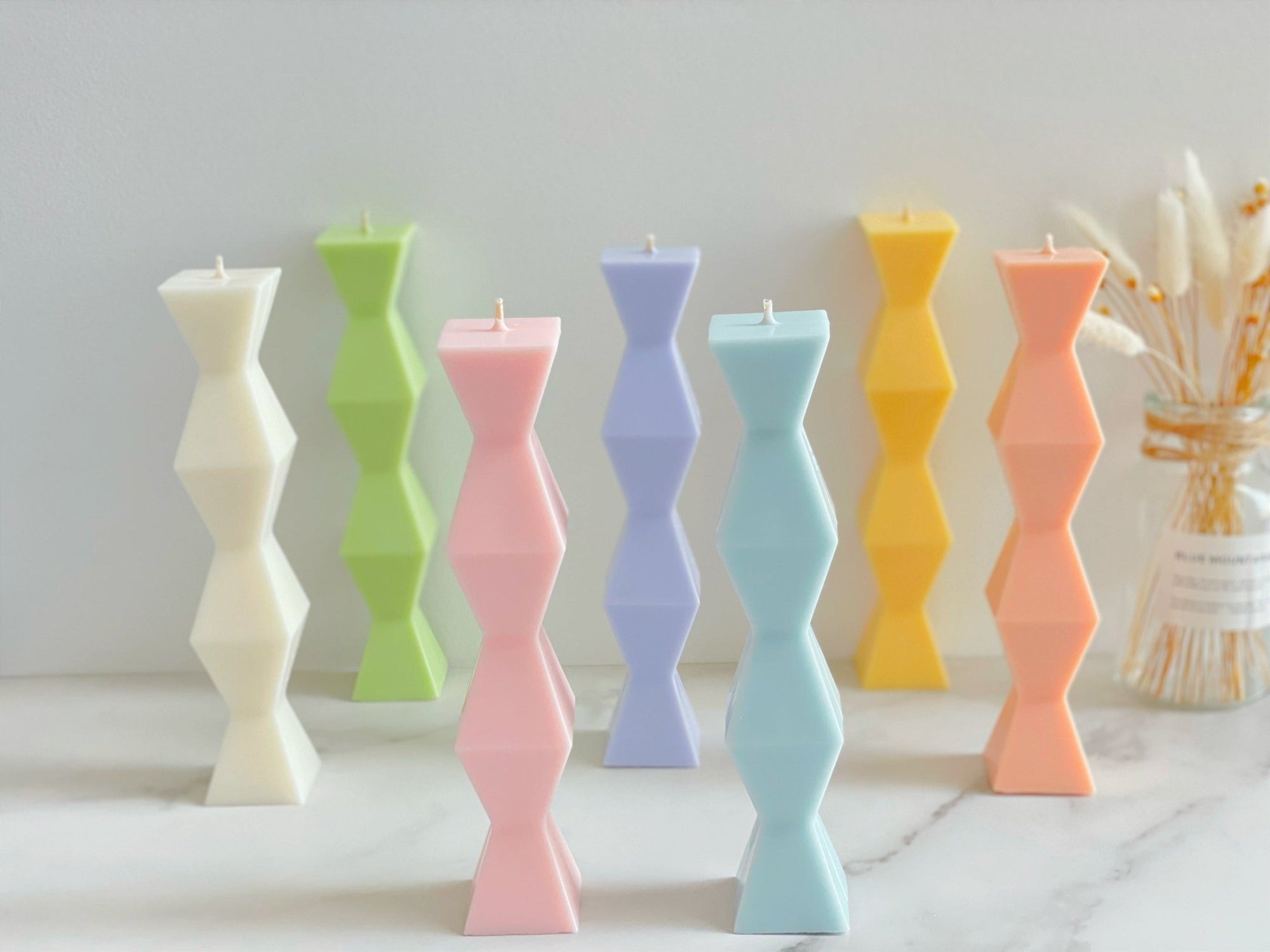 Handmade Geometric Pillar Candle Vegan Friendly - Calia