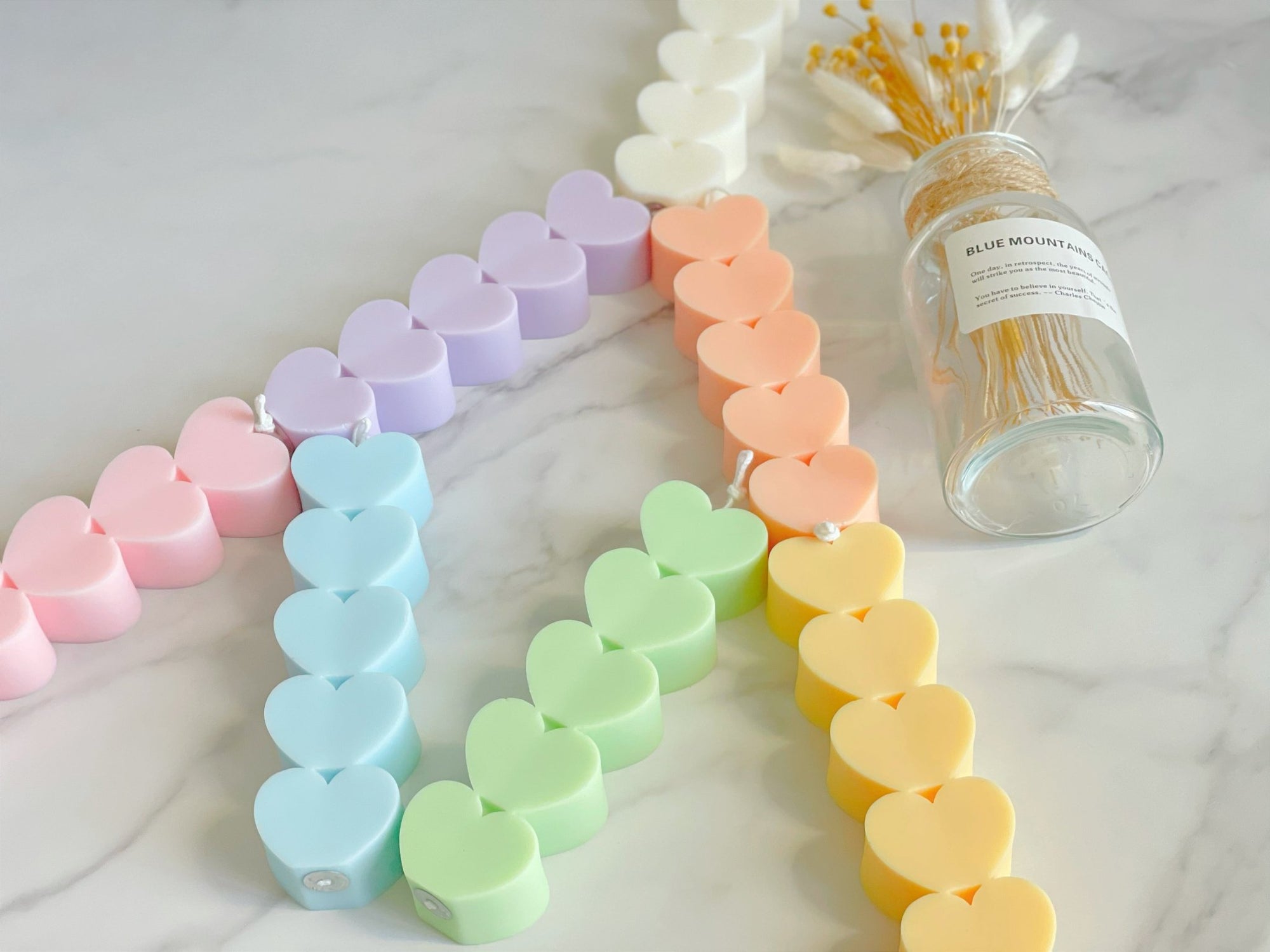 Handmade Heart Skewer Pillar Candle Vegan Friendly - Calia