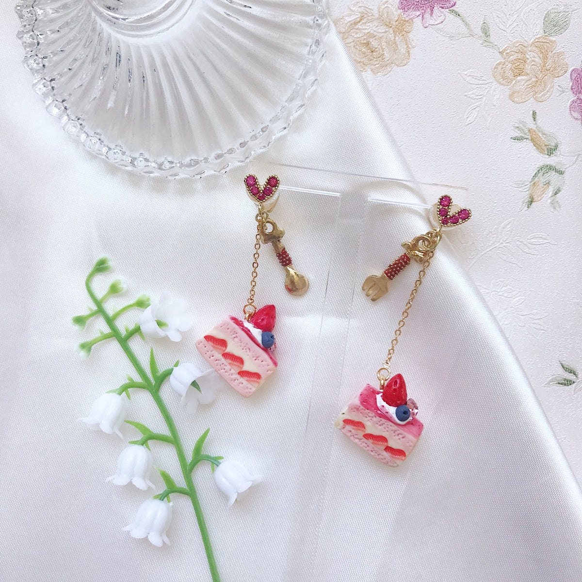 Handmade Strawberry Cake Earrings - Calia