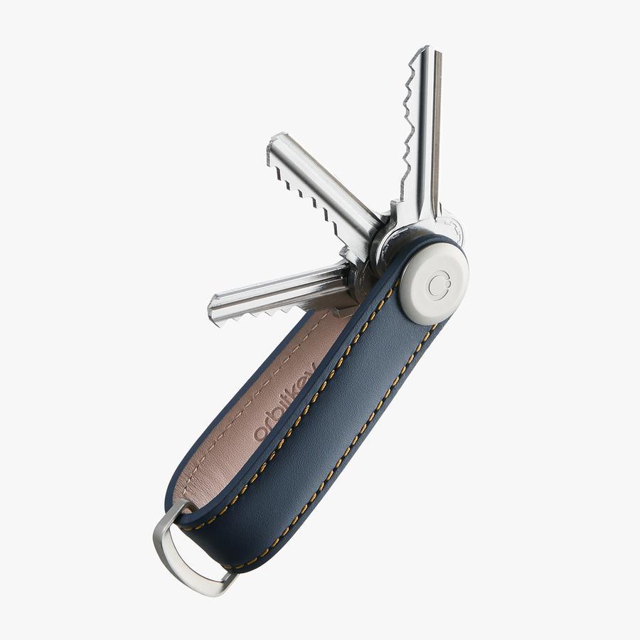 Orbitkey 2.0 Leather Key Organiser - Navy/Tan - Calia Australia Pty Ltd