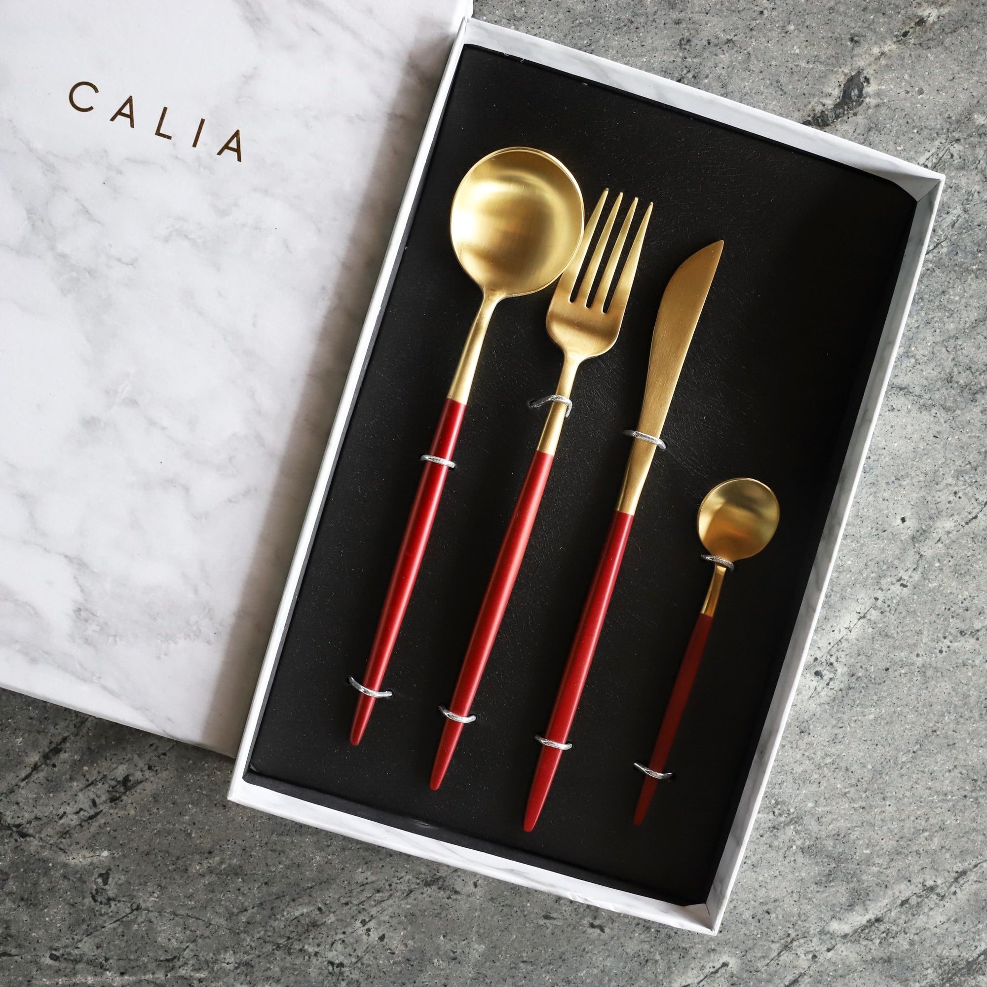 Red & Gold Cutlery Set - Calia Australia Pty Ltd